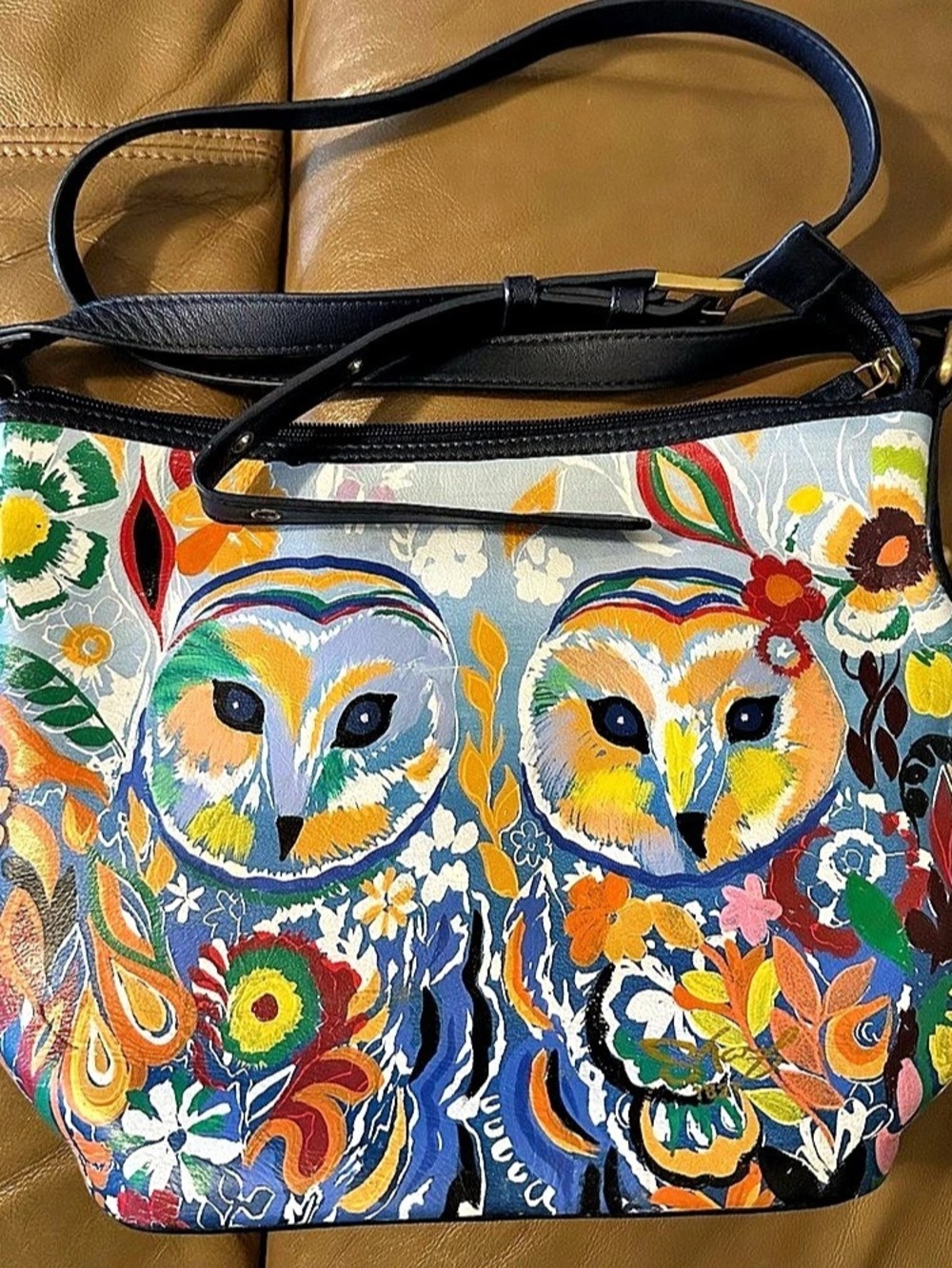 Artistic Expressions by Sharif 1827 Owl shoulder bag Blue